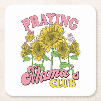 Praying Mother Club Square Paper Coaster