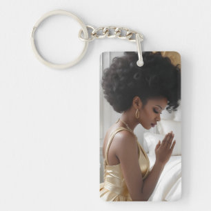 Praying Mother Dressed in Gold Keychain