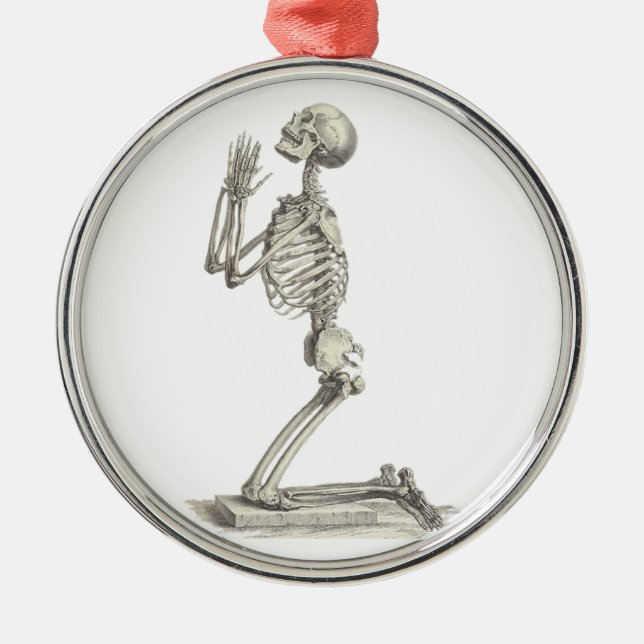 Praying Skeleton Metal Ornament (Front)
