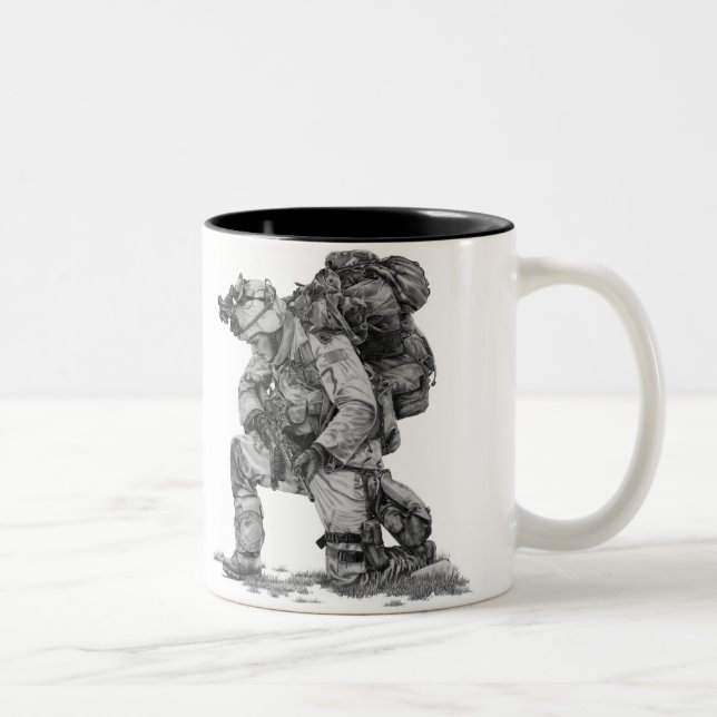 Praying Soldier Two-Tone Coffee Mug (Right)