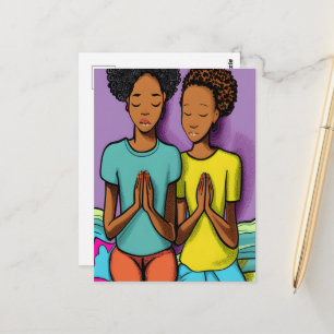 Praying Together Black Christian Art Postcard