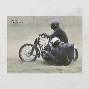 Pre '65 sidecar ladies outfit postcard