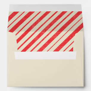 Pre-addressed Christmas Candy Cane Stripe Lined Envelope