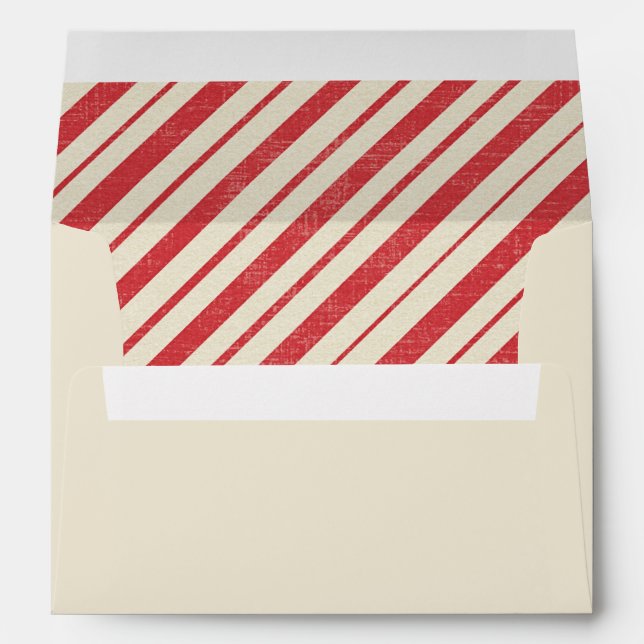Pre-addressed Christmas Candy Cane Stripe Lined Envelope (Back (Bottom))