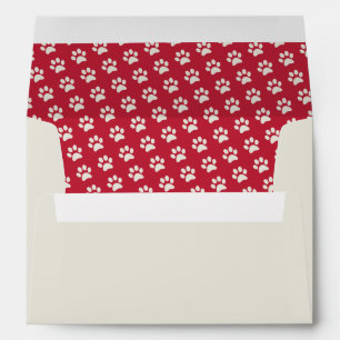 Pre-addressed Dog Cat Animal Red Paw Print Custom Envelopes