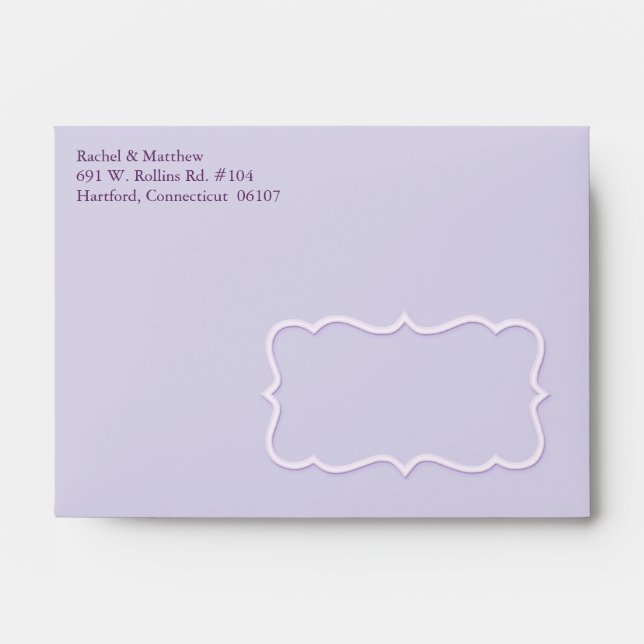 Pre Addressed Lavender Wedding Envelopes (Front)