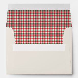 Pre-addressed Rustic Christmas Red Plaid Lined Envelope