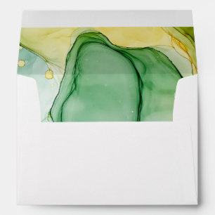Pre-Addressed Vibrant Greens and Golds Ink Envelope