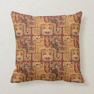 Pre-Columbian Peruvian Wari Jaguar Tribal Pattern Throw Pillow
