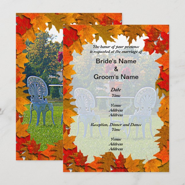 Pré de l'amour Faire-part de mariage d'automne (Devant / Derrière)