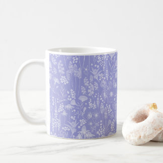 Pré fleur sauvage blanc sur lavande Café Mug