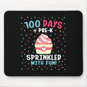 Pre K 100 Days Of School Girls Sprinkled Fun Cupca Mouse Pad