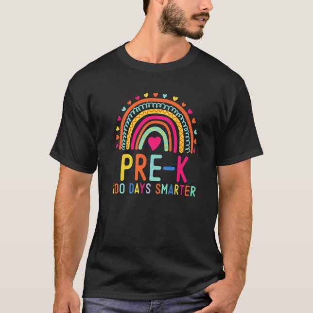 Pre K 100 Days Smarter Rainbow Teacher 100th Day O T-Shirt (Front)