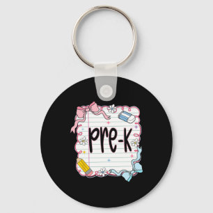 Pre-k Back To School Coquette Bow Notebook Preppy Keychain