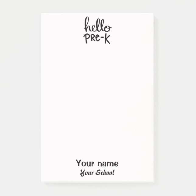 Pre-K Black and White Post-it Notes (Front)