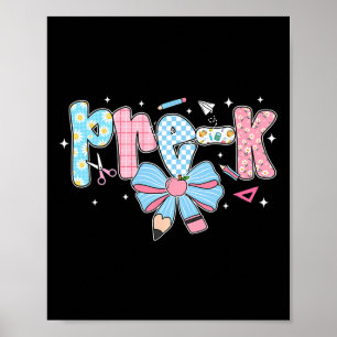 Pre-k Bow Pencil Chequered Funny Back To School  Poster