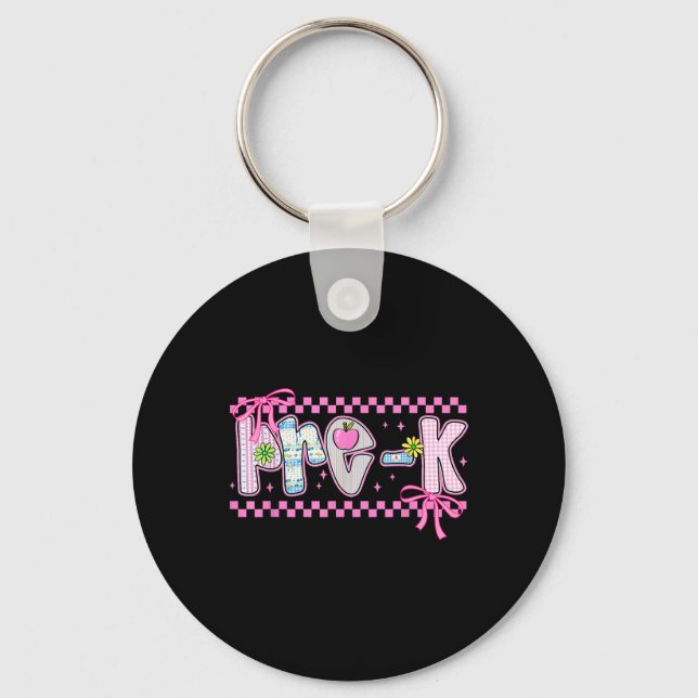 Pre-k Coquette Bow Back To School Teachers Student Keychain (Front)