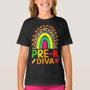 Pre-K Diva Rainbow Leopard Back To School T-Shirt