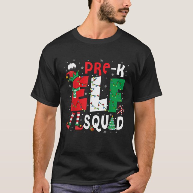 Pre K Elf Squad Christmas Elf Costume Students Tea T-Shirt (Front)