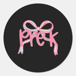 Pre-k First Day Of School Girls Pink Bow Coquette Classic Round Sticker
