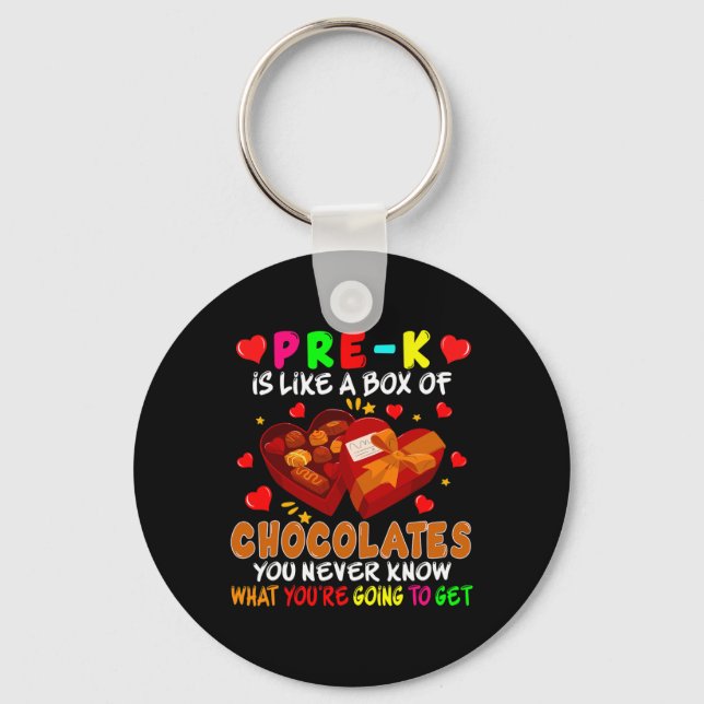 Pre-k Fun Box Of Chocolates Valentine's Day Teache Keychain (Front)