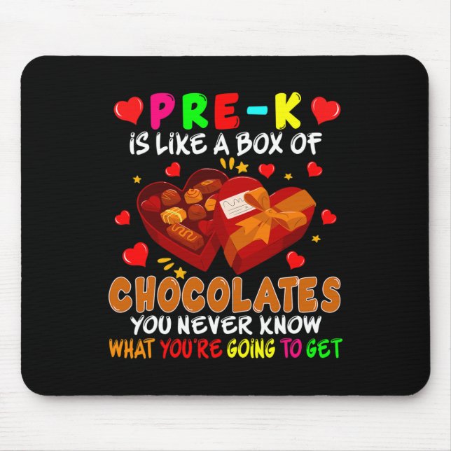 Pre-k Fun Box Of Chocolates Valentine's Day Teache Mouse Pad (Front)