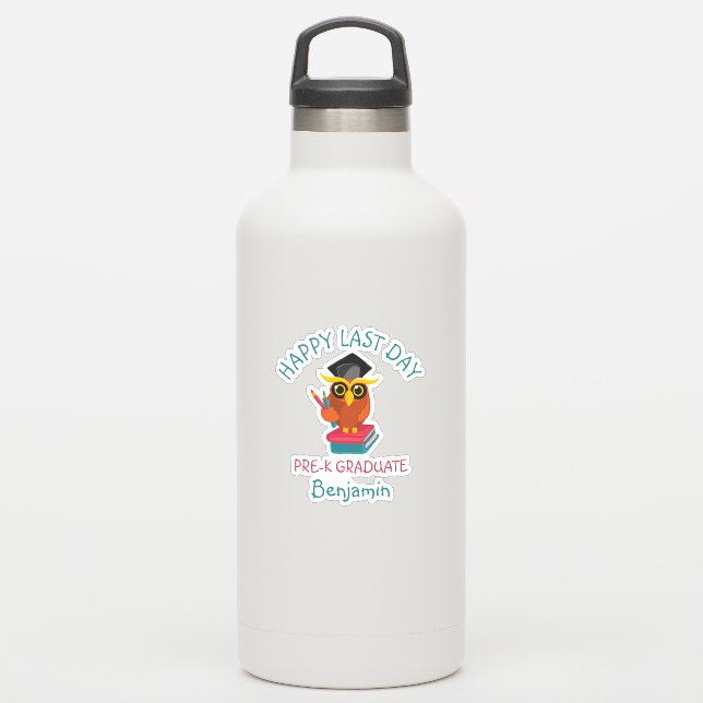 Pre-K Graduate 2022 Owl Graduate Happy Last Day (Waterbottle)