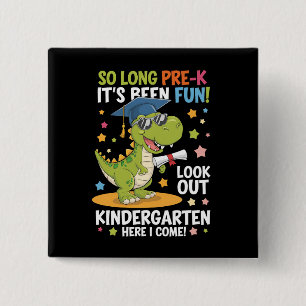 Pre K Graduate Kindergarten Dinosaur T Rex 2 Inch Square Button
