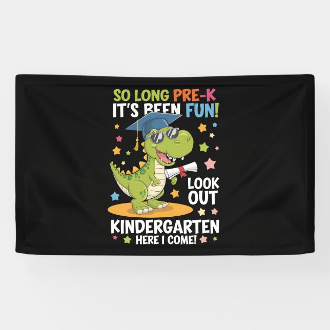 Pre K Graduate Kindergarten Dinosaur T Rex Banner (Horizontal)