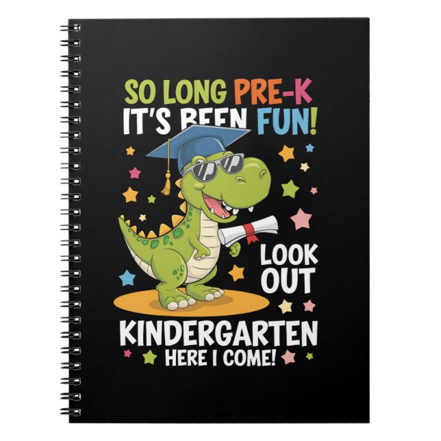 Pre K Graduate Kindergarten Dinosaur T Rex Notebook (Front)
