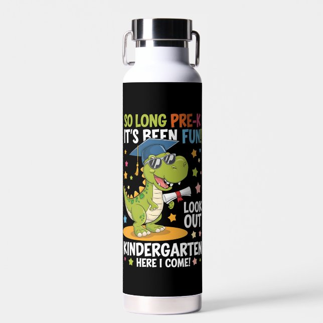 Pre K Graduate Kindergarten Dinosaur T Rex Water Bottle (Front)