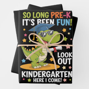 Pre K Graduate Kindergarten Dinosaur T Rex Wrapping Paper Sheet