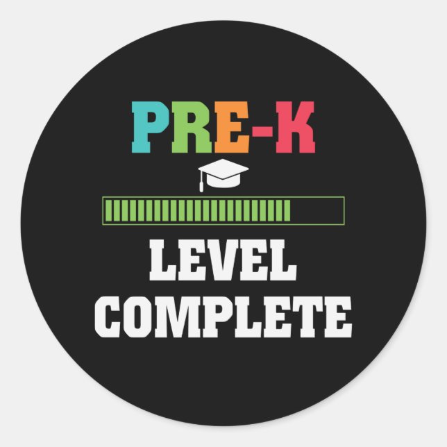 Pre-K Level Complete Cute Student Graduation Gift Classic Round Sticker (Front)