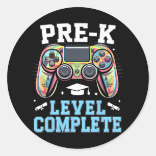 Pre-k Level Complete Last Day Of School Gamer Grad Classic Round Sticker