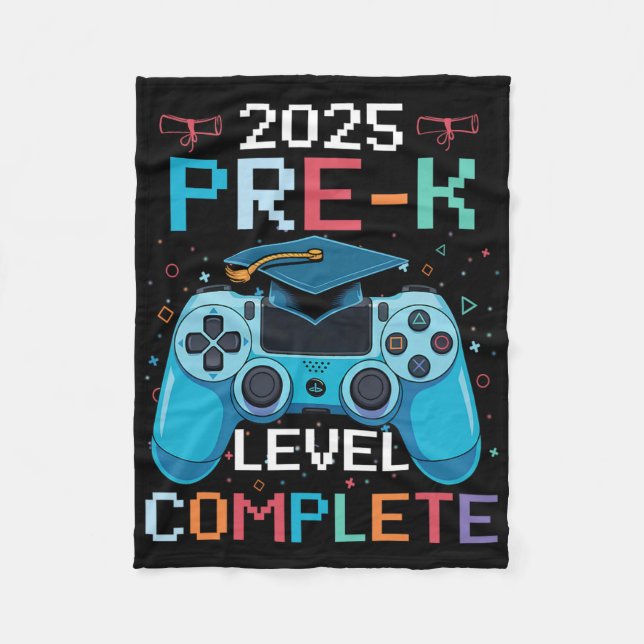 Pre-k Level Complete Video Gamer Boy Graduation  Fleece Blanket (Front)