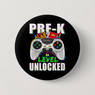 Pre-k Level Unlocked Gamer First Day Of School Boy 2 Inch Round Button