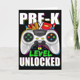 Pre-k Level Unlocked Gamer First Day Of School Boy Card