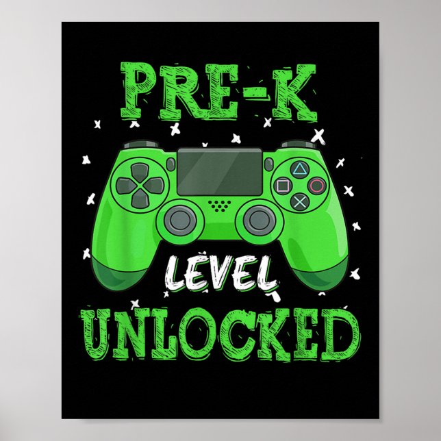 Pre K Level Unlocked Video Game Back To School Boy Poster (Front)