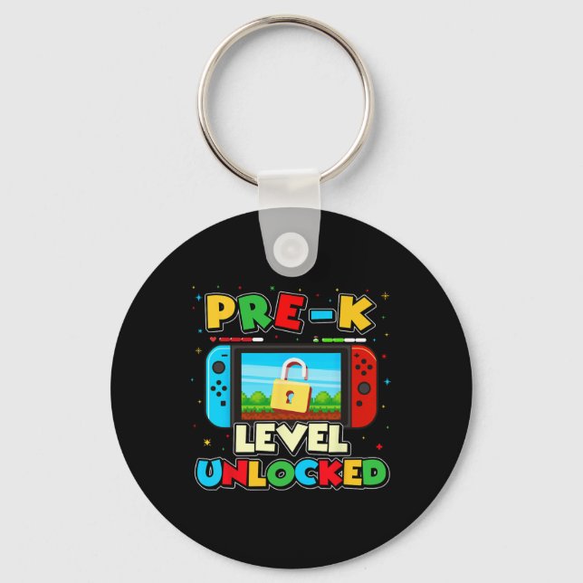 Pre-k Level Unlocked Video Gamer Boys Kids Ck To S Keychain (Front)