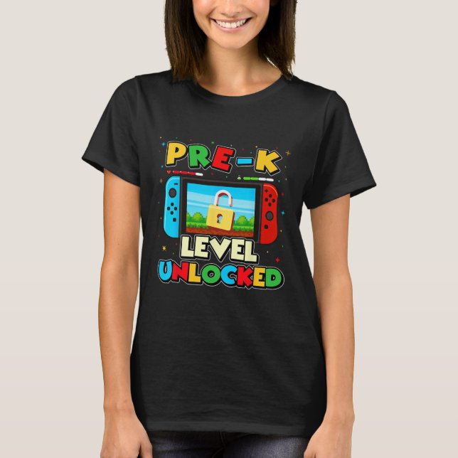 Pre-k Level Unlocked Video Gamer Boys Kids Ck To S T-Shirt (Front)