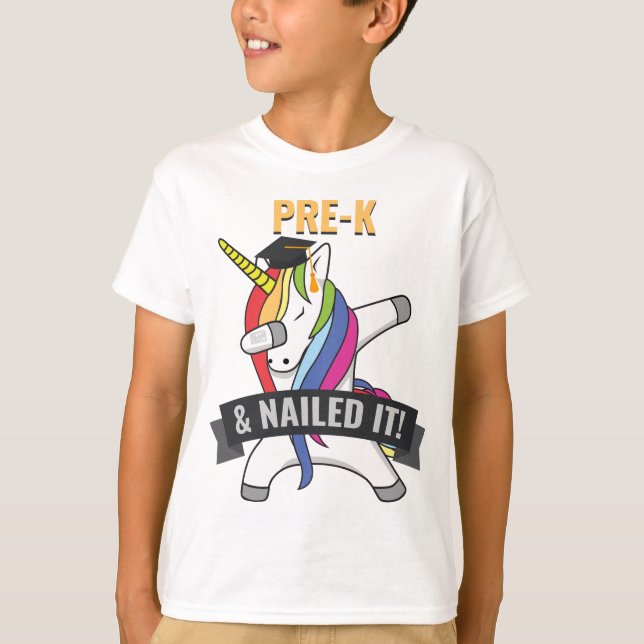 PRE K Nailed It Unicorn Dabbing Graduation T-Shirt (Front)