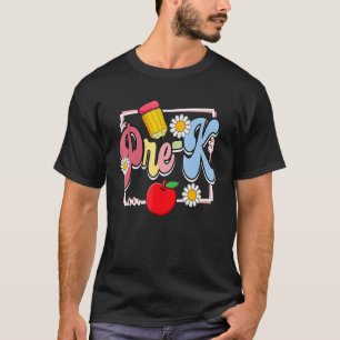 Pre K Pencil Apple Student Teacher Back To School T-Shirt