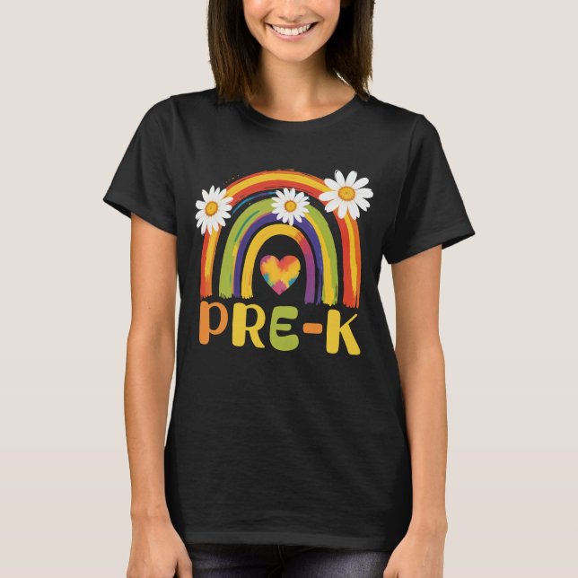 Pre-K Rainbow Back to School Pre-K Teachers T-Shirt (Front)
