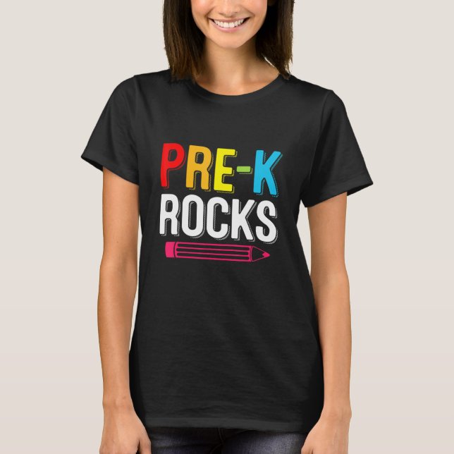 Pre-K Rocks Back To School First Day Of School T-Shirt (Front)