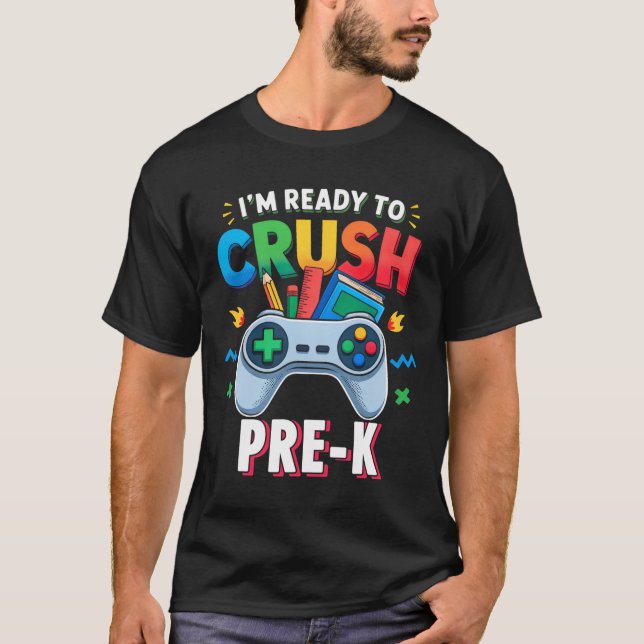 Pre-k Shirt For Boys Video Game Ck To School First (Front)