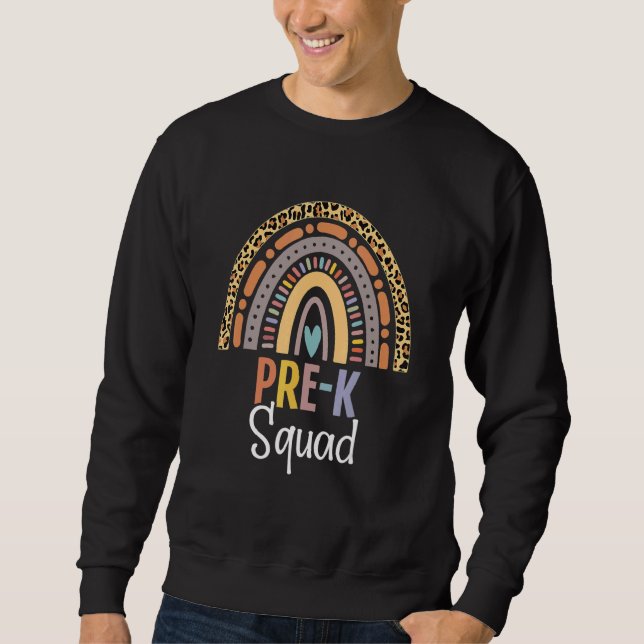 Pre K Squad Back To School Boho Rainbow Leopard Sweatshirt (Front)