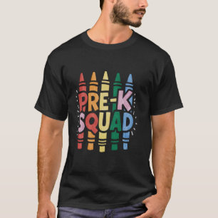 Pre-K Squad Kids Funny Back To School Crayons Stud T-Shirt