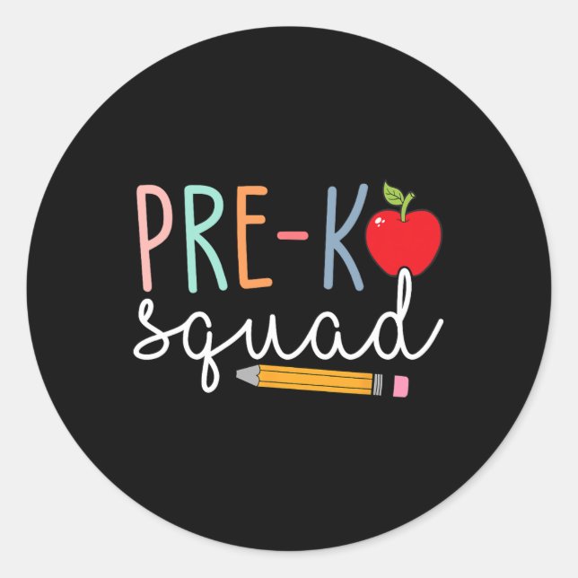 Pre-k Squad Pre-k Back To School  Classic Round Sticker (Front)
