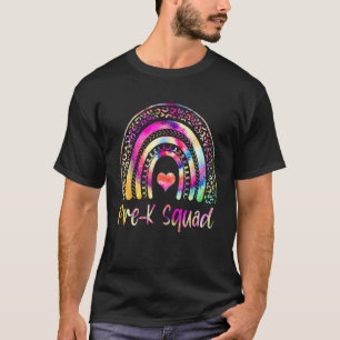 Pre K Squad Preschool Squad Teacher Rainbow Tie T-Shirt