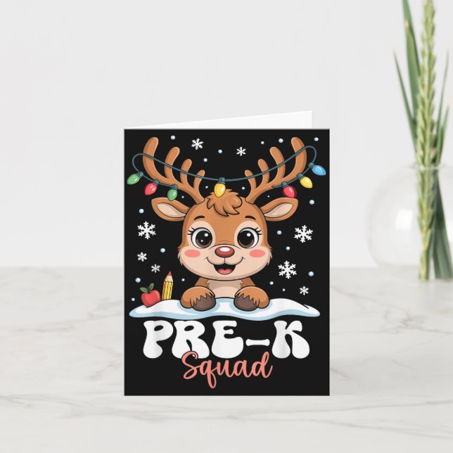Pre-k Squad Reindeer Christmas Lights Cute Winter  Card (Front)